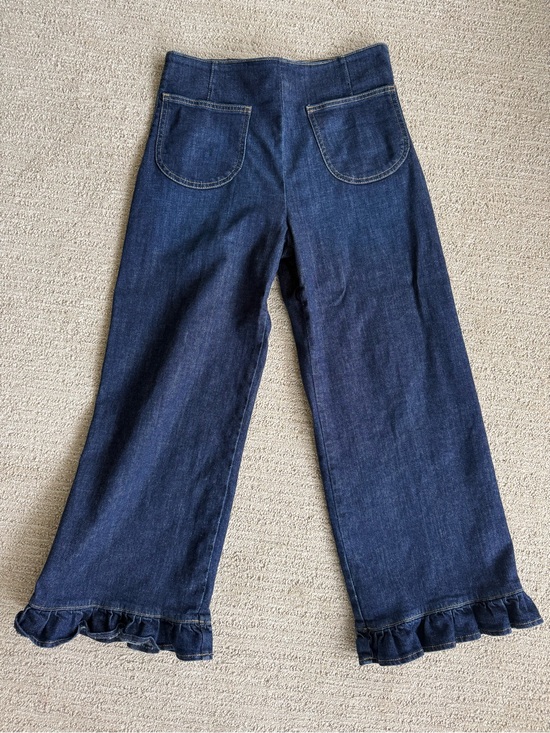 Maeve Denim - Maeve Colette Ruffle-Hem High-Rise Wide-Leg Cropped Jeans